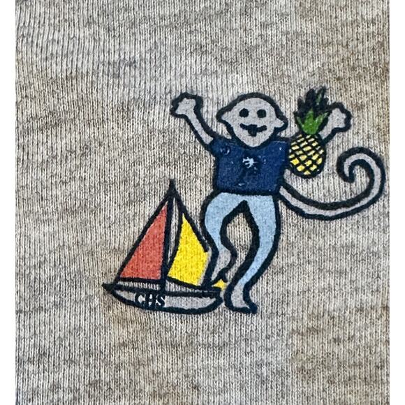 Roller Rabbit Monkey In The City Charleston Gray Hoodie Zip Sweatshirt Jacket M - Picture 4 of 6